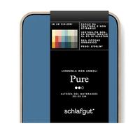 schlafgut Pure Lenzuolo con angoli da 180x200 cm a 200x220 cm, 95% morbido cotone organico e 5% elastanliscio e robusto, Blue Mid