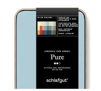 schlafgut Pure Lenzuolo con angoli da 90x190cm a 100x220cm, 95% morbido cotone organico e 5% elastanliscio e robusto (Blue Light, S 90x190cm - 100x200cm)