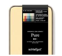 schlafgut Pure Lenzuolo con angoli da 90x190cm a 100x220cm, 95% morbido cotone organico e 5% elastanliscio e robusto (Yellow Mid, S 90x190cm - 100x200cm)