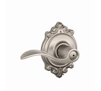 SCHLAGE Accent Lever with Brookshire Trim Bed and Bath Lock in Satin Nickel