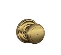 SCHLAGE Andover Privacy Knob, Andover Rose, Antique Brass
