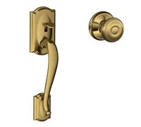 Schlage Camelot - Pomello per ingresso anteriore, stile georgiano, in ottone anticato, FE285 CAM 609 GEO