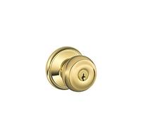 SCHLAGE F51A GEO 605 Pomello d'ingresso con chiave georgiana, Bright Brass Lock Company