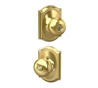 SCHLAGE F51A PLY 605 CAM Camelot Collection Plymouth - Pomello d'ingresso con chiave, ottone brillante