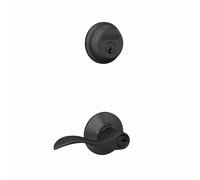 Schlage FB50N G Acc 622 - Serratura a cilindro singolo con leva d'accento per ingresso con chiave, nero opaco