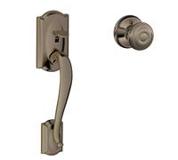 SCHLAGE FE285 CAM 620 GEO Camelot Trim inferiore metà anteriore maniglia ingresso con pomello georgiano, peltro antico