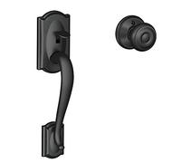 SCHLAGE FE285 CAM 622 GEO Camelot Trim inferiore metà anteriore maniglia entrata con manopola georgiana, nero opaco