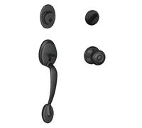 ScHLAgE Plymouth Single cylinder Handleset and georgian Knob Matte Bl