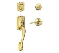 SCHLAGE Shlage Camelot - Maniglia monocilindrica e leva di accento destra, in ottone brillante (F60 CAM 505 Acc 605 RH)