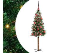 Schlanker Weihnachtsbaum mit 150 s - PVC & Kiefernholz | 150 cm Höhe mit Ständer | Festtags-Deko für Wohnzimmer & Kleine Räume | Langlebig & umweltfreundlich