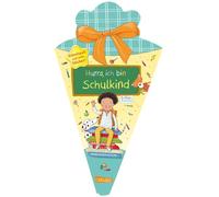 Schlau für die Schule: Hurra, ich bin Schulkind (Schultüte mint/gelb): Rätselspaß und viele Sticker | Rätselbuch zum Knobeln, Malen und Eintragen ab 5 Jahren, formgestanzt als Schultüte
