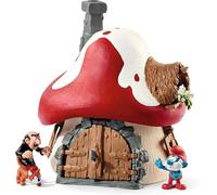 SCHLEICH 20803 Casa dei Puffi con 2 personaggi, da 3 anni, Puffi - Playset, 20 pezzi