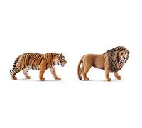 SCHLEICH 2514729 Tigre Figurina & 2514726 Leone Che Ruggisce Figurina