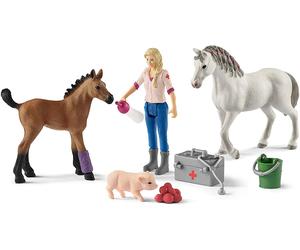 SCHLEICH 2542486 VETERINARIA CON PULEDRO E CAVALLO
