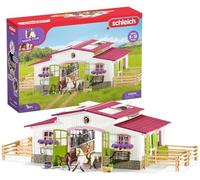 SCHLEICH 42344 Horse Club Maneggio con cavaliere e cavalli, set da gioco da 97 pezzi con 2 personaggi e tanti accessori, giocattolo per bambini dai 5 anni in su