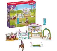 Schleich 42440 - Set da gioco con torneo dell'amicizia, 2 personaggi, 2 cavalli, 1 recinto, 1 box cavalli, 4 ostacoli, punto premiazione