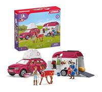 SCHLEICH 42535 Avventura con auto e rimorchio per cavalli, da 5 anni, HORSE CLUB - Playset, 110 pezzi