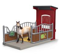 schleich 42724 Box para ponis con yegua Mustang, da 3 anni, FARM WORLD - playset, 19 pezzi