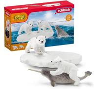 CUCCIOLI DI ORSO CON NARVALO e iceberg WILD LIFE miniature in resina SCHLEICH 42
