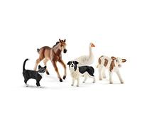 SCHLEICH FARM WORLD | Animali della Fattoria Bundle 42386 | Set con vitello, puledro, gatto, cane e oca | figure realistiche per bambini dai 3 anni | 5 pezzi | solo su Amazon