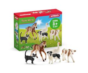 SCHLEICH FARM WORLD | Animali della Fattoria Bundle 42386 | Set con vitello, puledro, gatto, cane e oca | figure realistiche per bambini dai 3 anni | 5 pezzi | solo su Amazon