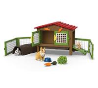 schleich 42728 Jaula para conejos , da 3 anni, FARM WORLD - playset, 17 pezzi