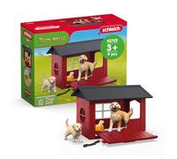 schleich 42722 Caseta de perro con Golden Retrievers , da 3 anni, FARM WORLD - playset, 9 pezzi
