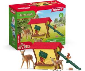 Schleich FARM WORLD | Mangiatoia nel bosco 42658 | 39 pezzi | Set da gioco dai 3 anni | set con personaggi, numerose funzioni e tanti accessori | figura animali della fattoria schleich
