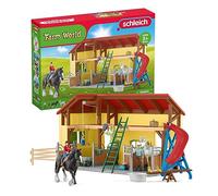schleich FARM WORLD | Scuderia 42485 | Set con scuderia, 2 cavalli, 5 altri animali, 2 contadini, scivolo, altalena & accessori | Idea regalo bambini | Giocattolo fattoria dai 3 anni | 82 pezzi