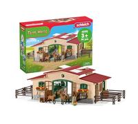 schleich 42195 Scuderia con cavalli e accessori, da 3 anni, FARM WORLD - Playset, 96 pezzi