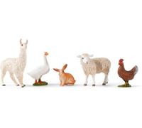 SCHLEICH FARM WORLD | Set animali della fattoria 77536 con coniglio, oca, gallina, pecora e lama | giocattolo da fattoria dai 3 anni | set dettagliato da 5 pezzi | esclusiva Amazon