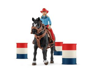 Schleich Farm World Set Cowgirl E Barili Da Corsa 42576 Cavallo Rodeo