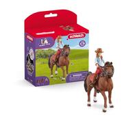 SCHLEICH HORSE CLUB | Hannah & Cayenne 42539 | Figura ragazza snodata con cavallo & accessori equitazione | Set cavalli Giocattolo cavalli dai 5 anni | 10 pezzi | esclusiva Amazon