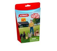 Schleich Piepmatz 81535 - Set di personaggi con Paul e galline | Set da 6 pezzi, a partire dai 5 anni, stimola l'empatia, set tascabile, gioco di ruolo
