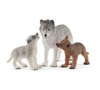 Schleich WILD LIFE 42472 3 anno/i Marrone Grigio Plastica Mother wolf with pups