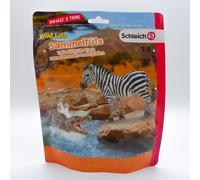 Schleich Wild Life Bustina 2 Animali, Zebra E Coccodrillo - Serie 5 - 87677
