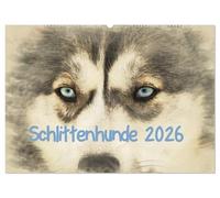 Schlittenhunde 2026 (Wandkalender 2026 DIN A2 quer), CALVENDO Monatskalender: Der Kalender ist im kunstvollen Aquarell-Stil gehalten, so dass jedes einzelne Bild einem kleinen Kunstwerk gleicht.