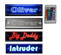 Schmalz Werbeservice Camionista Camion Targhetta Portanome Misura 30x10 CM Con RGB Controllore 22 Funzioni - LED Acrilico Targa Luminosa 12V O 24V - 5V Attacco USB