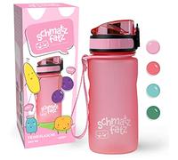schmatzfatz Borraccia per bambini a prova di perdite, 350 ml, senza BPA, borraccia impermeabile riutilizzabile, facile apertura con bottone, infusore per frutta, ideale per scuola, sport o vacanze