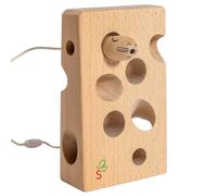 SCHMETTERLINE® Gioco da Infilare in Legno Extra Large - Abilità Motoria Montessori per Bambini dai 2 Anni - Formaggio da Infilare in Legno di Faggio Naturale