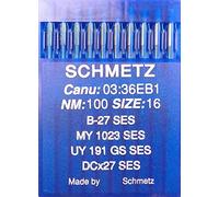 Schmetz 10 aghi con testa rotonda per macchina da cucire, con sistema 27 (R) SES, ad uso industriale, con spessore di 100 nm