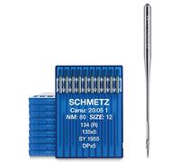 SCHMETZ 100 aghi per macchina da cucire industriale System 134 | DPx5 | 135 x 5 | SY 1955 | Spessore dell'ago 80/12 | Aghi con pistone rotondo da 2,0 mm per macchine da cucire industriali