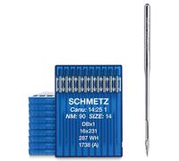 Schmetz 100 aghi per macchina da cucire industriale System 1738 (A) | DBx1 | 287 WH | 16 x 231 | Spessore dell'ago 90/14 | Aghi con pistone rotondo da 1,63 mm per macchine da cucire industriali