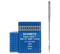 SCHMETZ | 100 Aghi per macchine da cucire industriali | Codolo Tondo | UY 128 GAS, 1280, 149X3 / TVX3 | Spessore 90/14 | Nota: verificare il sistema consigliato nelle istruzioni per l'uso