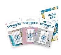 SCHMETZ Aghi per macchina da cucire | set creativo | 1 ago ABC | 5 Aghi metallici | 5 Aghi a doppio tubo | 1 ago per orlo cavo | utilizzabile su tutte le comuni macchine da cucire domestiche