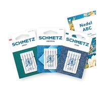 SCHMETZ Set di aghi per macchina da cucire | 5 Aghi universali | 5 Aghi in jersey | 5 Aghi per jeans | spessore di aghi più popolari | 1 ago ABC