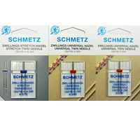 SCHMETZ 3 aghi gemelli, assortimento Stretch NM 4,0/75 universale NM 4,0/80 e 3,0/90