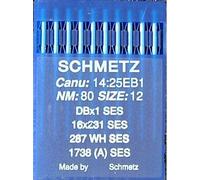 Schmetz Aghi per macchina da cucire industriale: 16 x 231 SES, punta a sfera/maglia, 80/12 (confezione da 10) + infila aghi (pacchetto singolo)