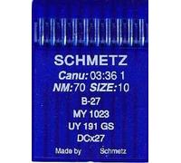 Schmetz, aghi per macchina da cucire industriale B-27/B-27 SES con punta a sfera(confezione da 10), incluso infila ago B-27 - 70/10 (Single Packet)