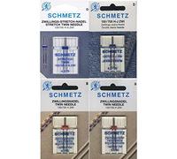 Schmetz - Assortimento di aghi gemelli Stretch, gemelli Jeans, gemelli Universal, per macchina da cucire 130/705H/4 aghi